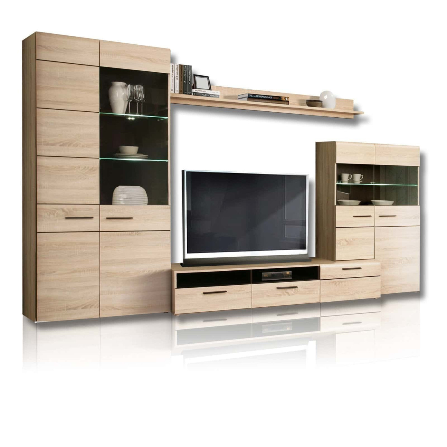 Wohnwand - Eiche Sonoma-Wenge - LED-Beleuchtung Online bei Wohnwand - Eiche Sonoma-Wenge - LED-Beleuchtung Online bei